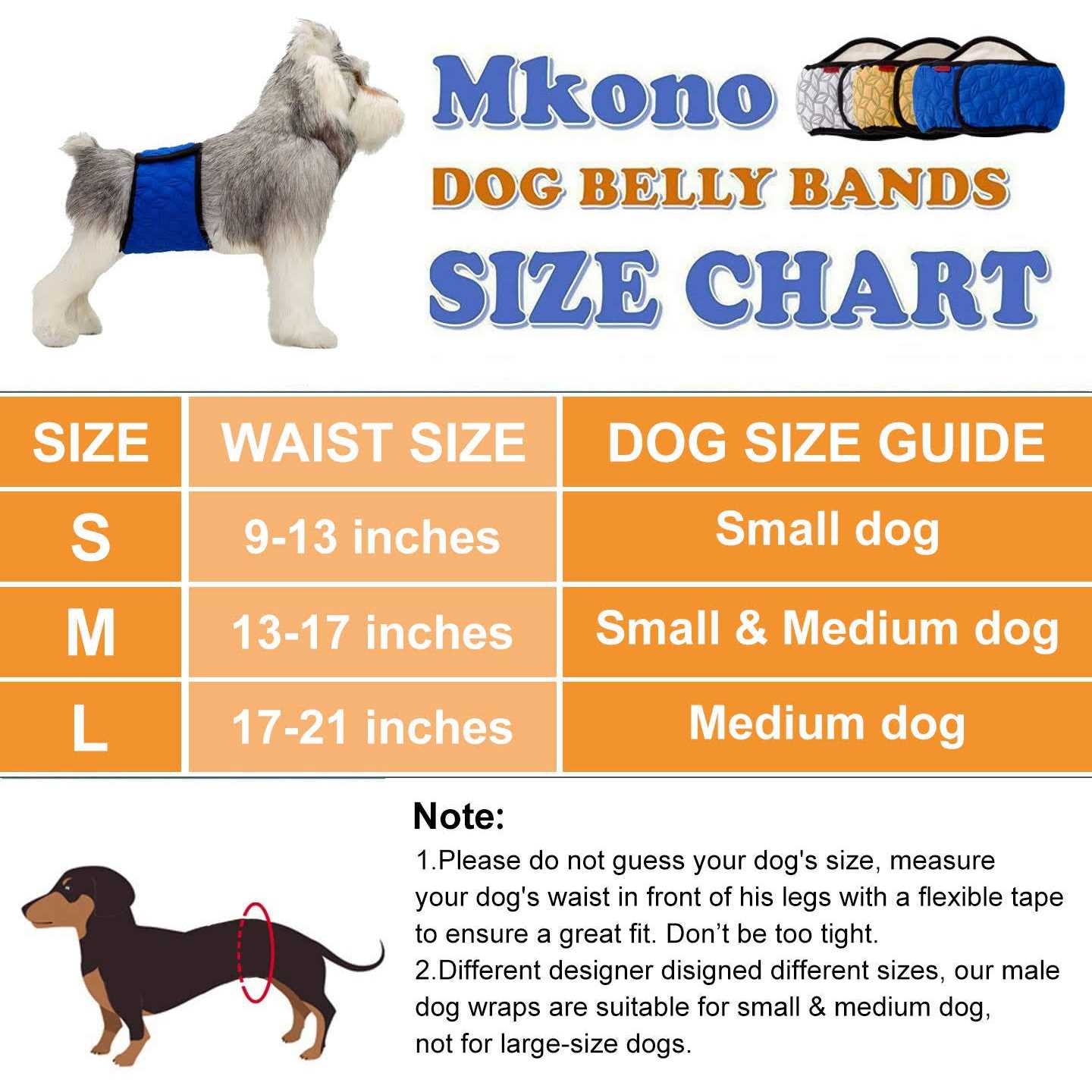 Mkono Male Dog Belly Band Wraps Washable Dog Diapers Male - Healthber