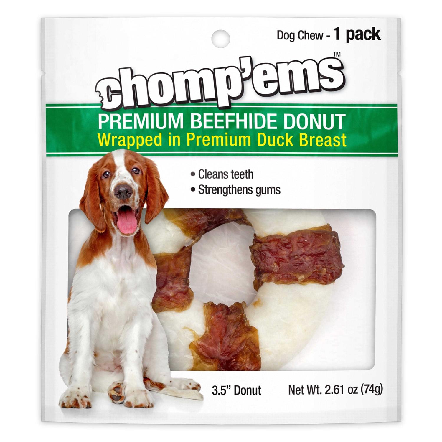 Ruffin’ It Chomp’ems 3.5 Beefhide Donut W/Duck - Healthber