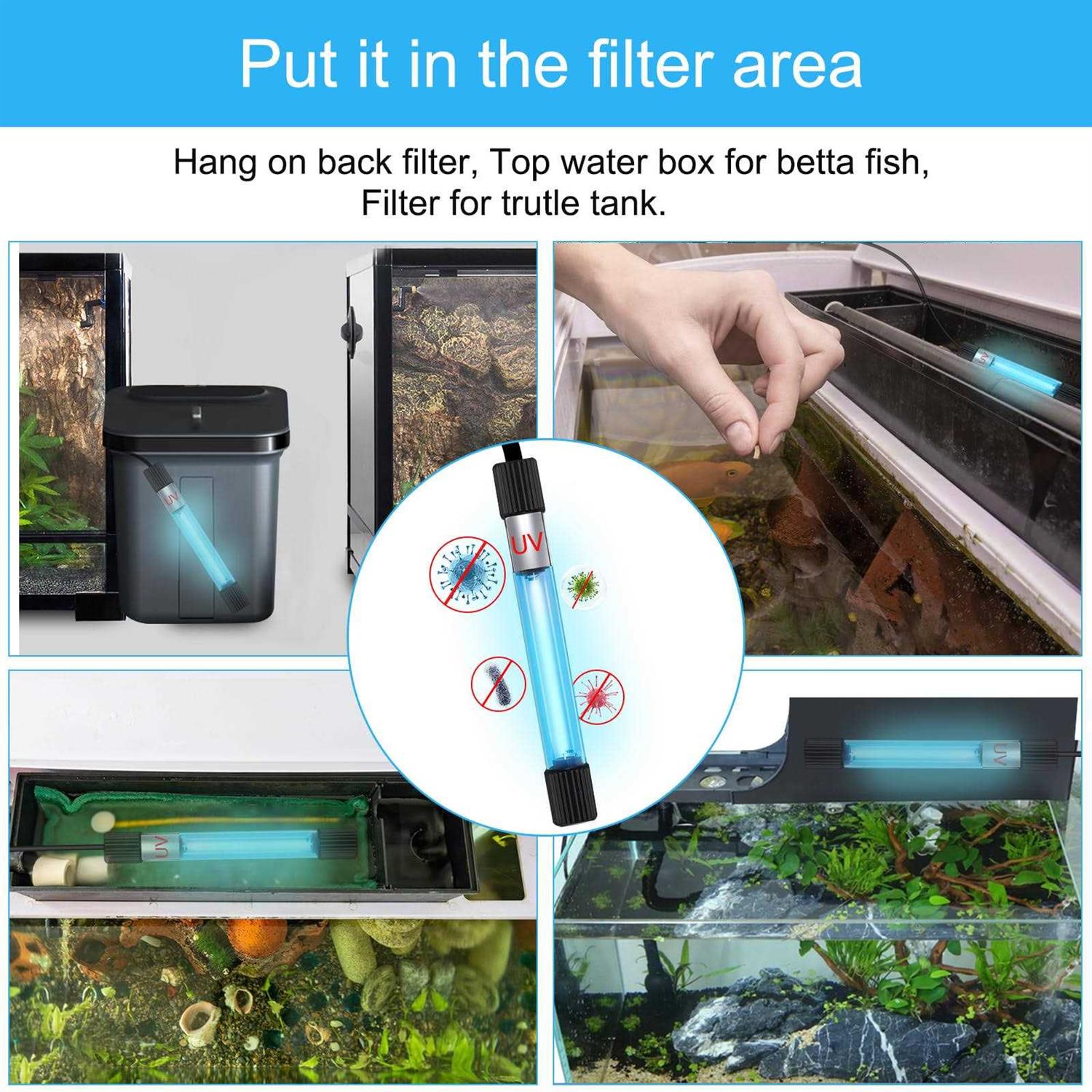 JAHEA UV Sterilizer for Aquarium,13 W Fish Tank Clean Light with Timer,Aquarium Green Killing Machine Waterproof Clean Submersible Lamp for Pond - Healthber