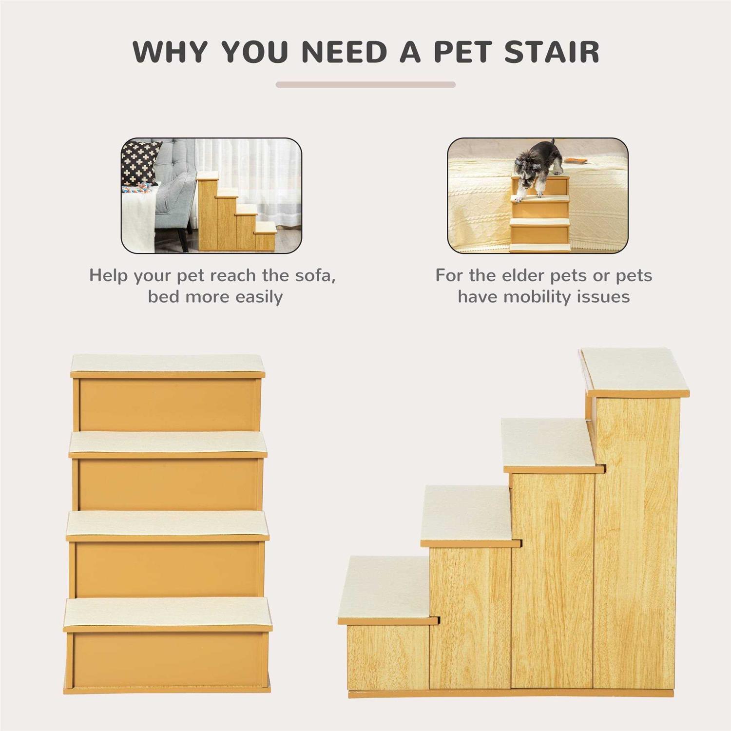 PawHut Pet Stairs, Small Pet Steps with Cushioned Removable Covering for Dogs and Cats Up to 22 Lbs - Healthber
