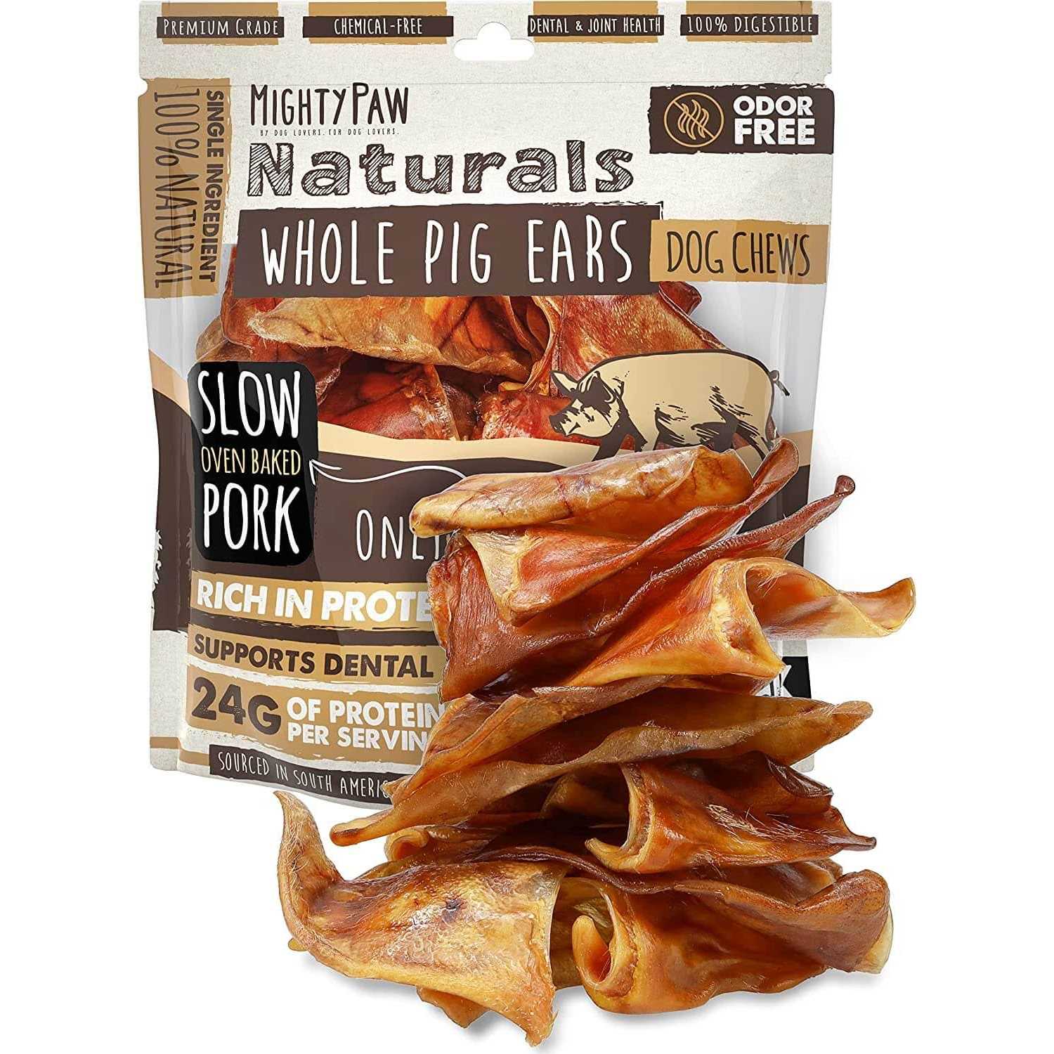 Mighty Paw Half Pig Ears for Dogs All Natural Dried Single Ingredient Dog Treats - Healthber
