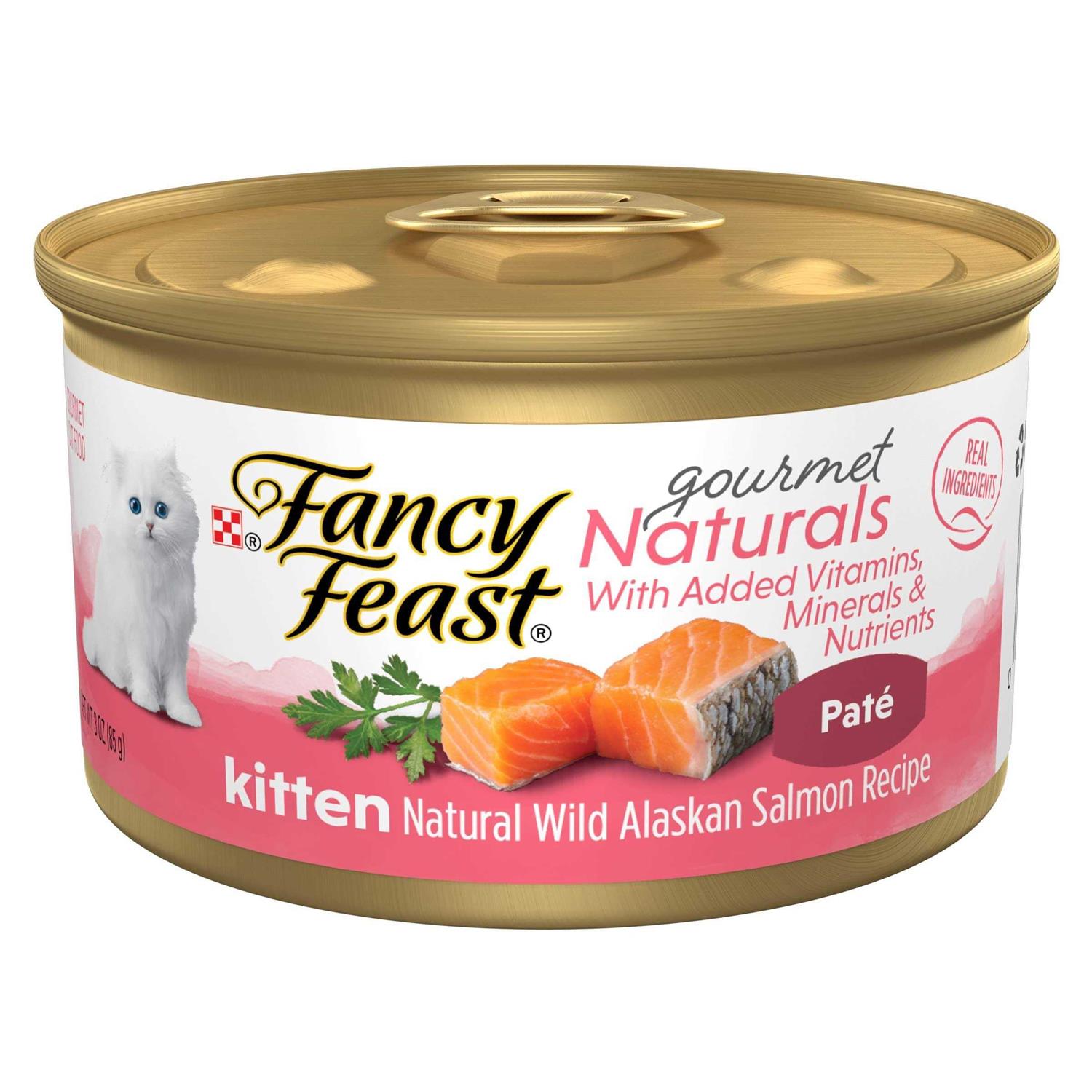 Purina Fancy Feast Grain Free Pate Wet Kitten Food Gourmet Naturals Wild Alaskan Salmon Recipe - Healthber