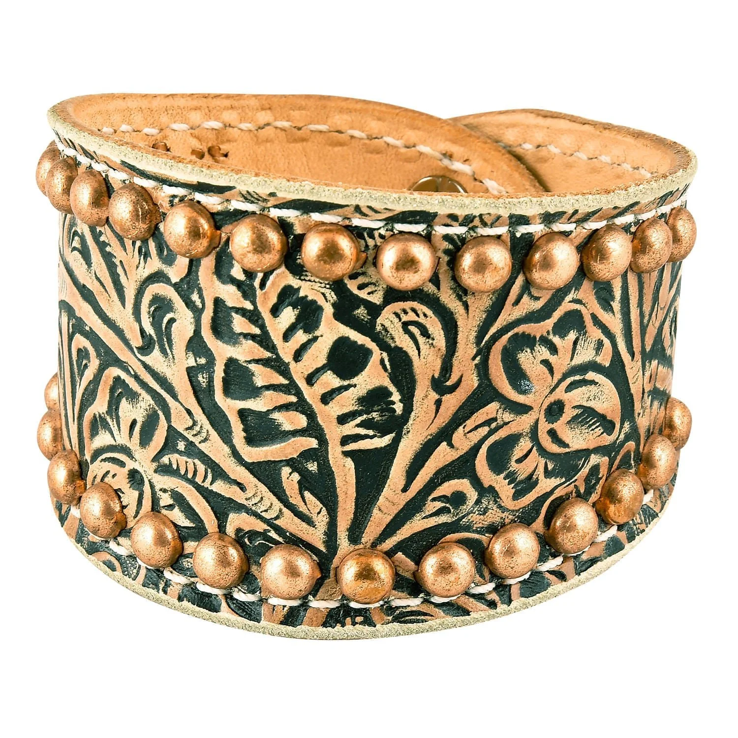 Tan Floral Cuff with Copper Spots - Healthber