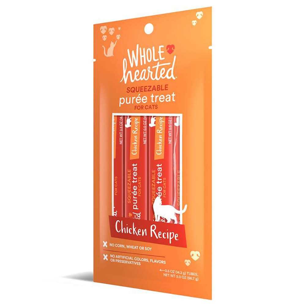 WholeHearted Chicken Recipe Puree Squeezable Cat Treats - Healthber