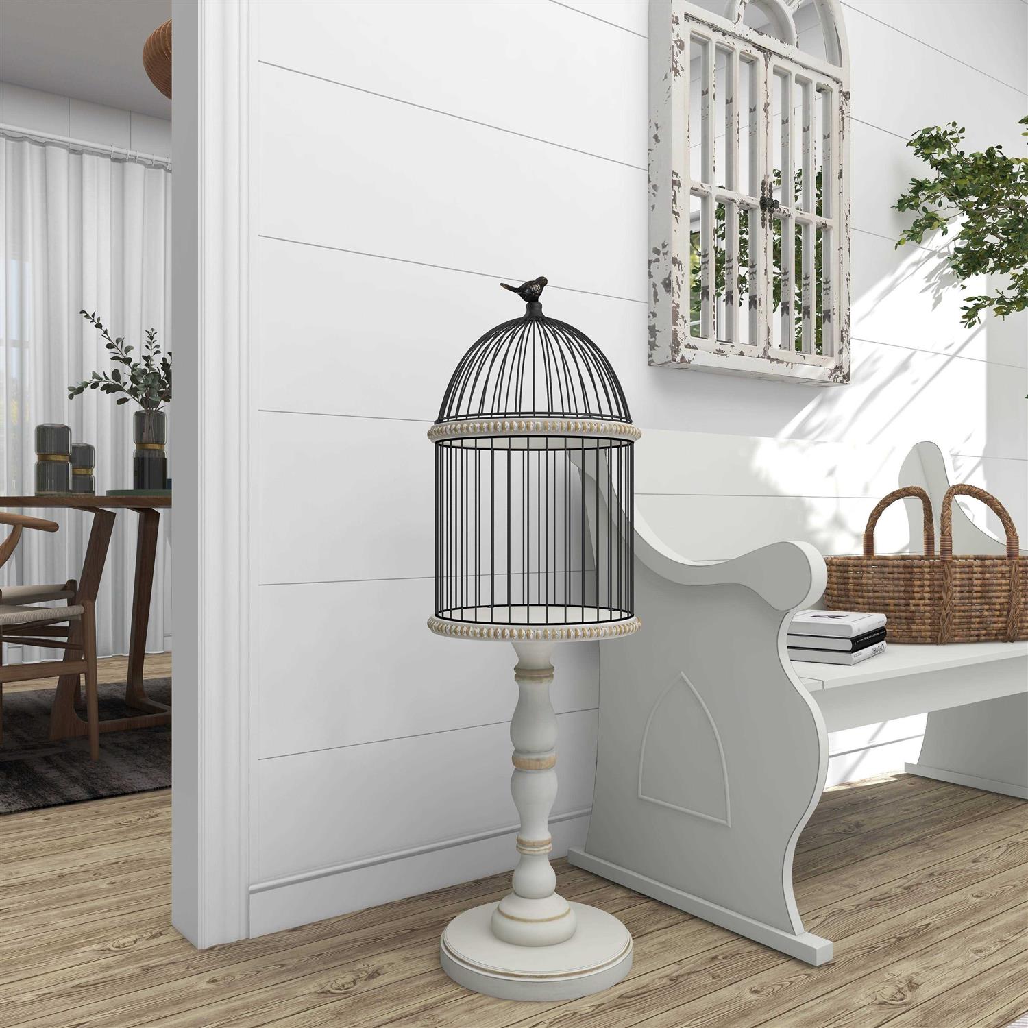 zph5263 White Wood Farmhouse Birdcage - Healthber