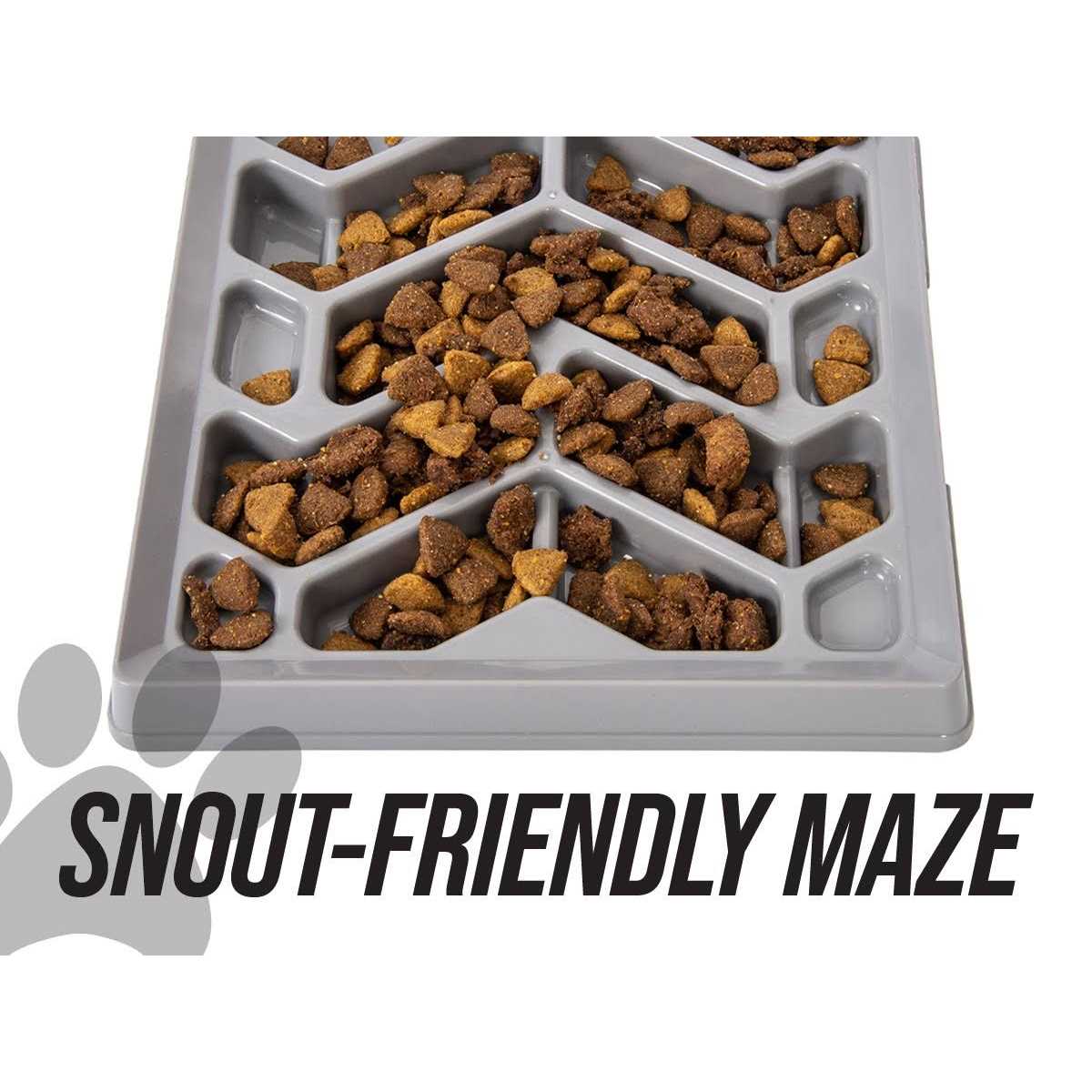 Leashboss Flat Face Feeder Tilted Slow Feed Bowl for Short Snout Dogs & Cats - Healthber