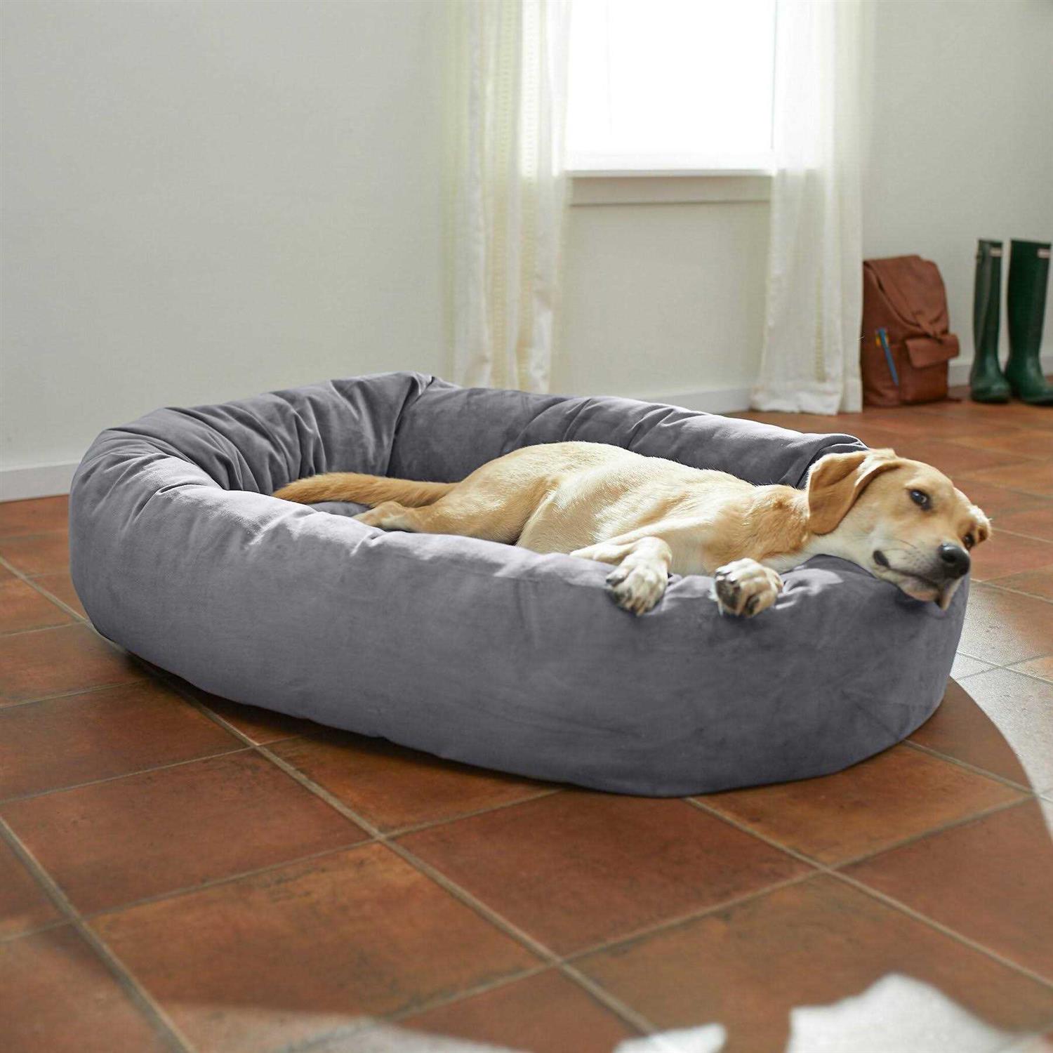 Frisco Velvet Round Bolster Dog Bed w/Removable COVER - Healthber