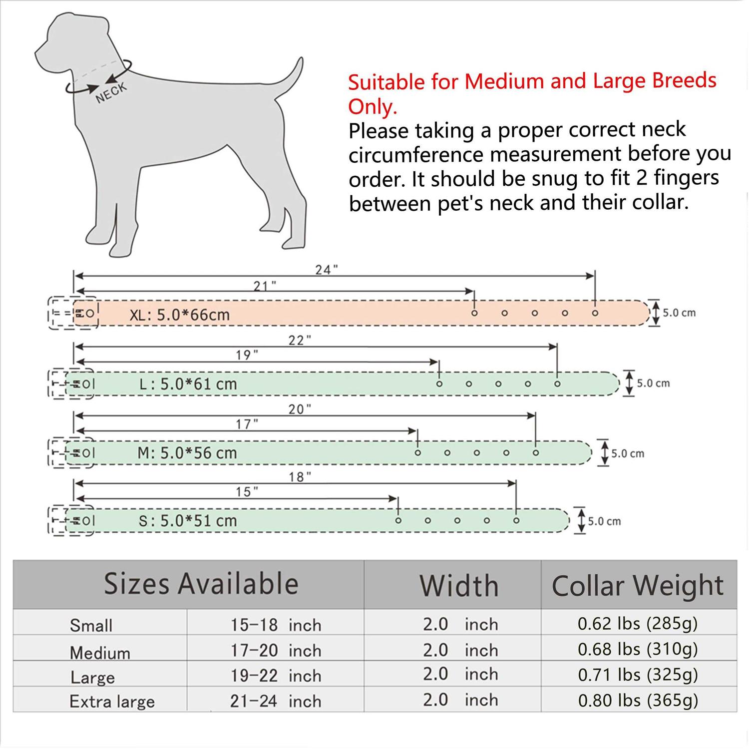 Berry Pet Sharp Spiked Studded Dog Collar Stylish Leather Dog Collars 2 Inch in Width Fit for Medium & Large Dogs - Healthber