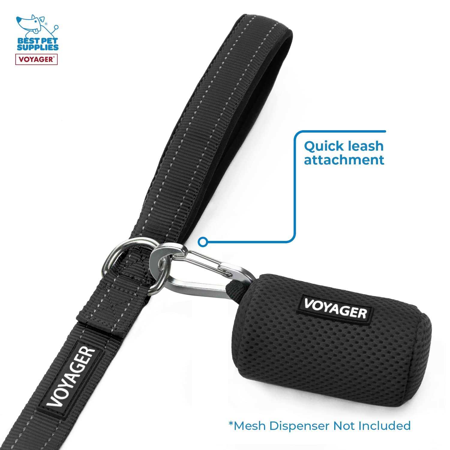 Voyager Reflective Dog Leash with Neoprene Handle, 5ft Long, Supports Small, Medium, and Large Breed Puppies, Cute and Heavy Duty for Walking - Healthber