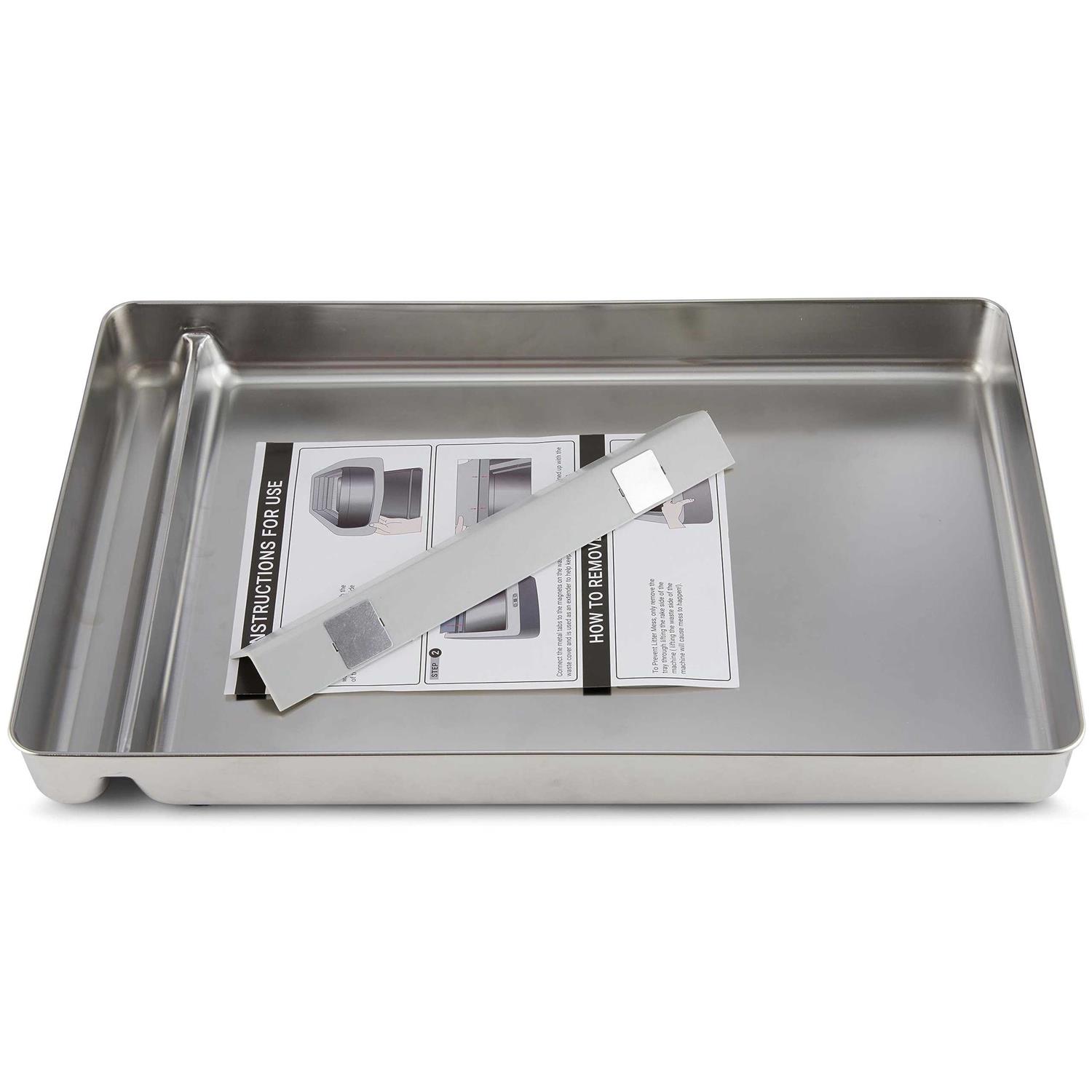 COSPARX Stainless Steel Reusable Litter Tray Compatible with Pet-Safe Scoop-Free Self-Cleaning Cat Litterbox - Healthber