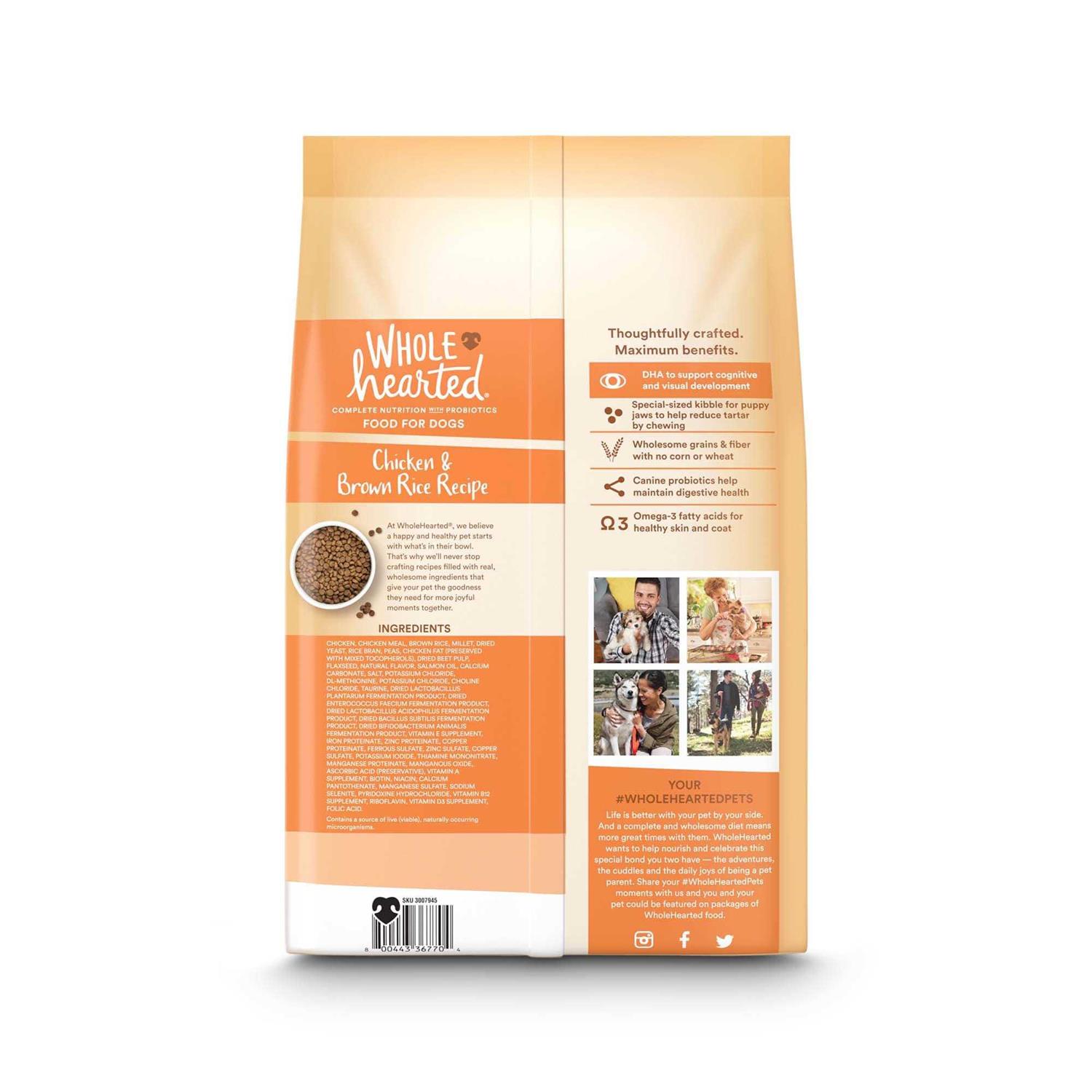 WholeHearted All Breed Chicken and Brown Rice Recipe Dry Puppy Food - Healthber