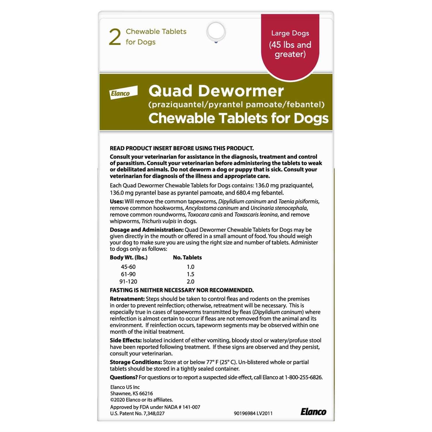 Elanco Quad Dewormer for Large Dogs - Healthber