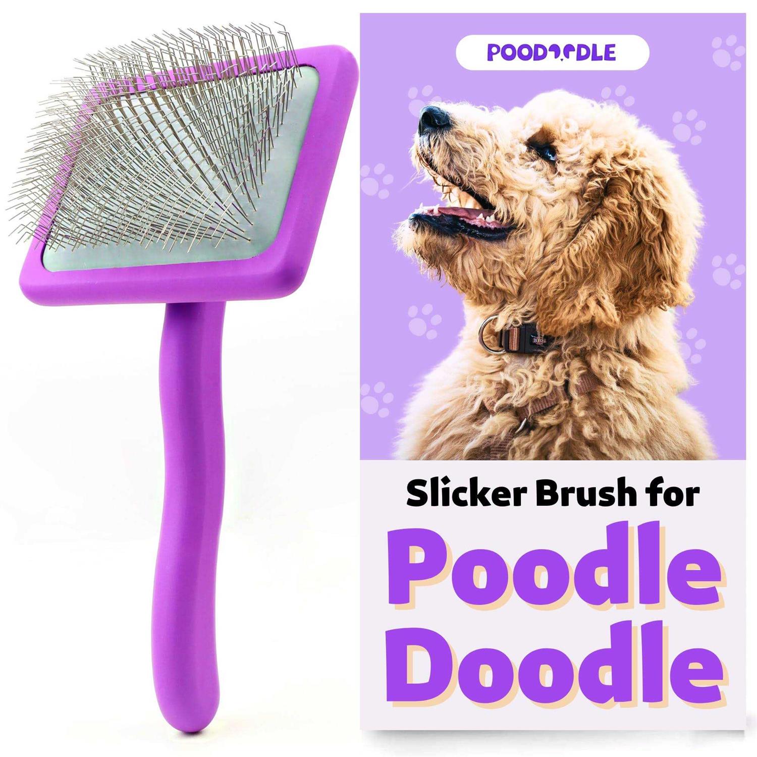 poodoodle poodle & doodle brush long pin wood Dog brush for long haired dogs - Healthber