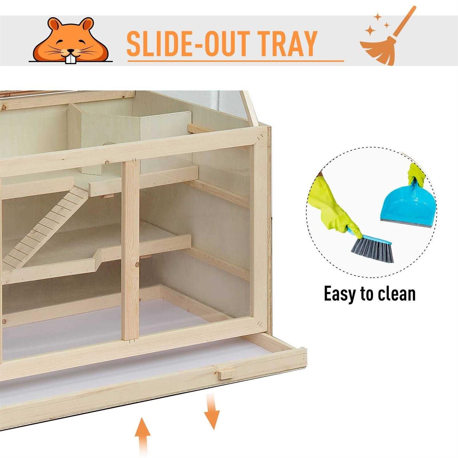 PawHut Extra Large Wooden Hamster Cage, Gerbil Cage, and Other Small Animal Habitat - Healthber