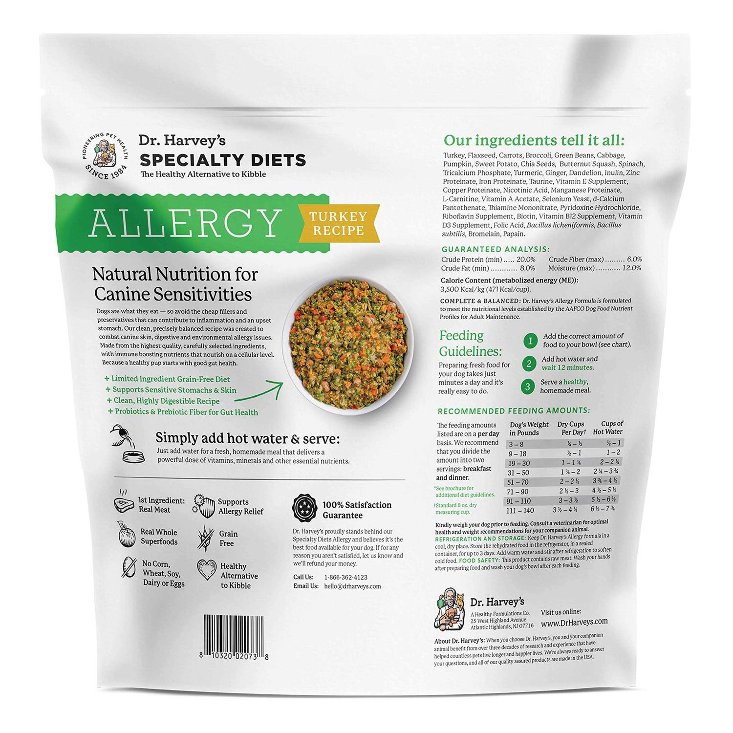Dr. Harvey’s Specialty Diet Allergy Turkey Recipe, Human Grade Dog Food for Dogs with Sensitivities and Allergies - Healthber