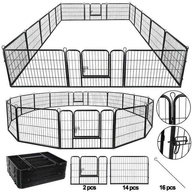 Segawe Expandable 16 Panel Dog Kennel Exercise Playpen Multiple Shape Safe for Pet 24 - Healthber