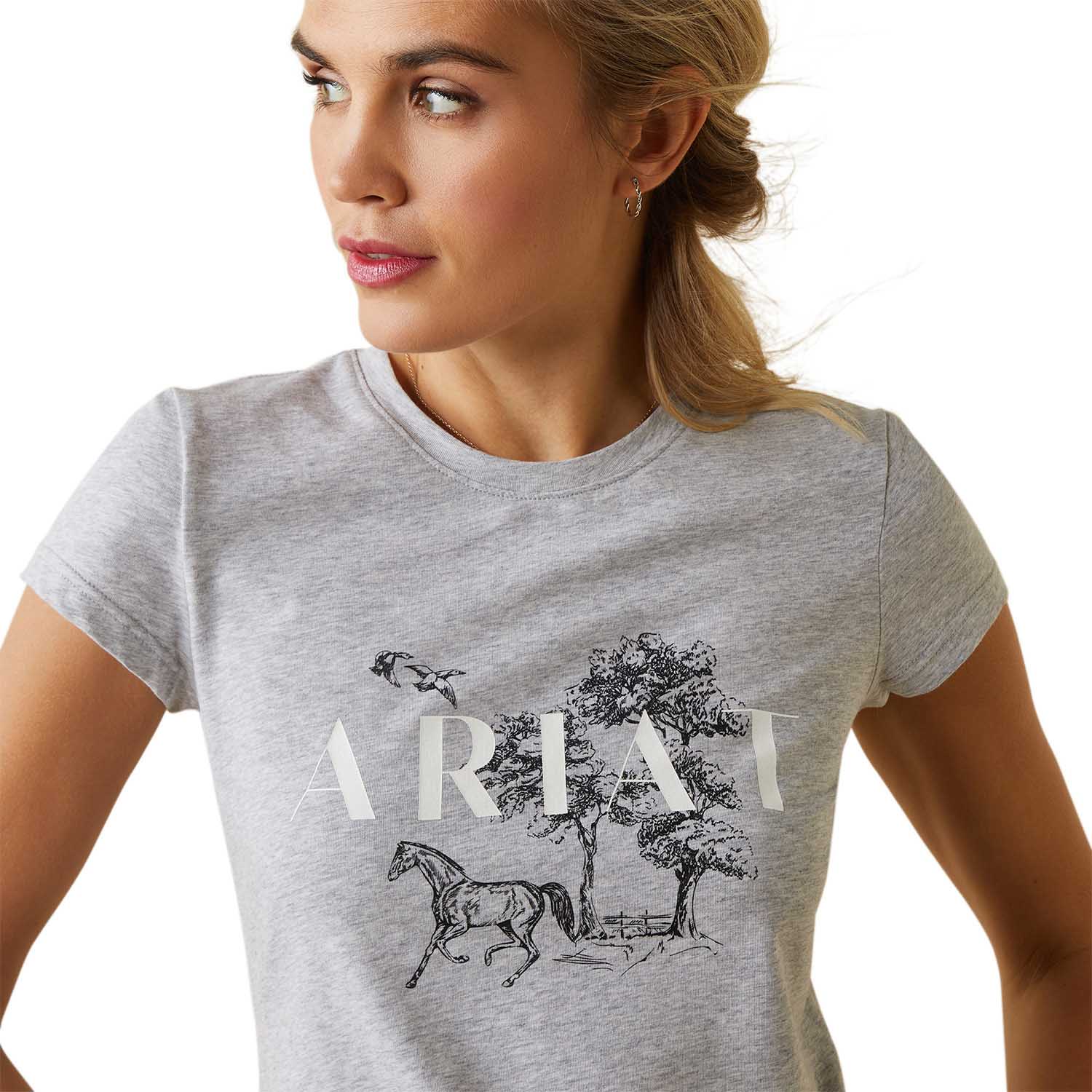 Ariat Women's Toile Scene T-Shirt, Heather Gray - Healthber