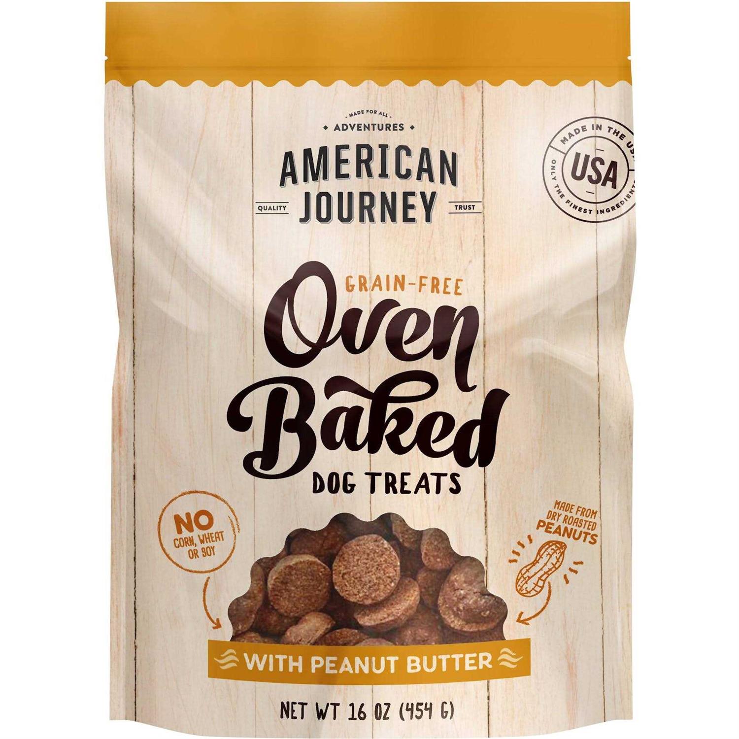 American Journey Peanut Butter Recipe Grain-Free Oven Baked Crunchy Biscuit Dog Treats - Healthber