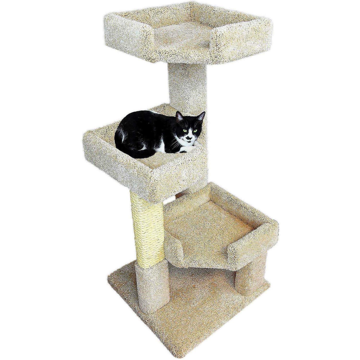 New Cat Condos 46 Solid Wood Triple Kitty Pad - Healthber