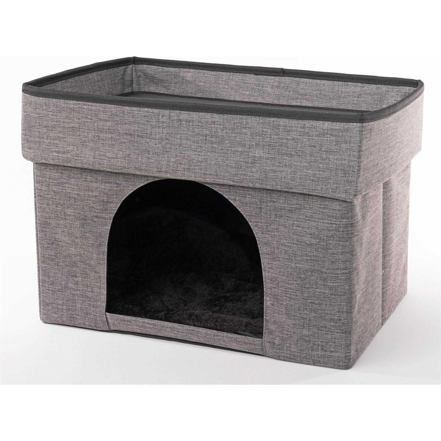 Precious Tails Home Base 2-Tier Collapsible Cat Cave - Healthber
