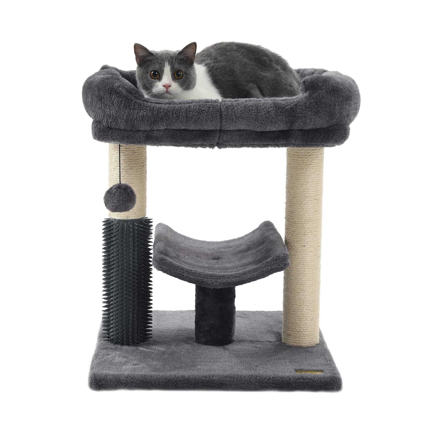 Hoopet cat Tree Tower,cat Scratching Post for Indoor Cats,Featuring with Super Cozy Perch,cat Self Groomer and Interactive Dangling Ball Great - Healthber