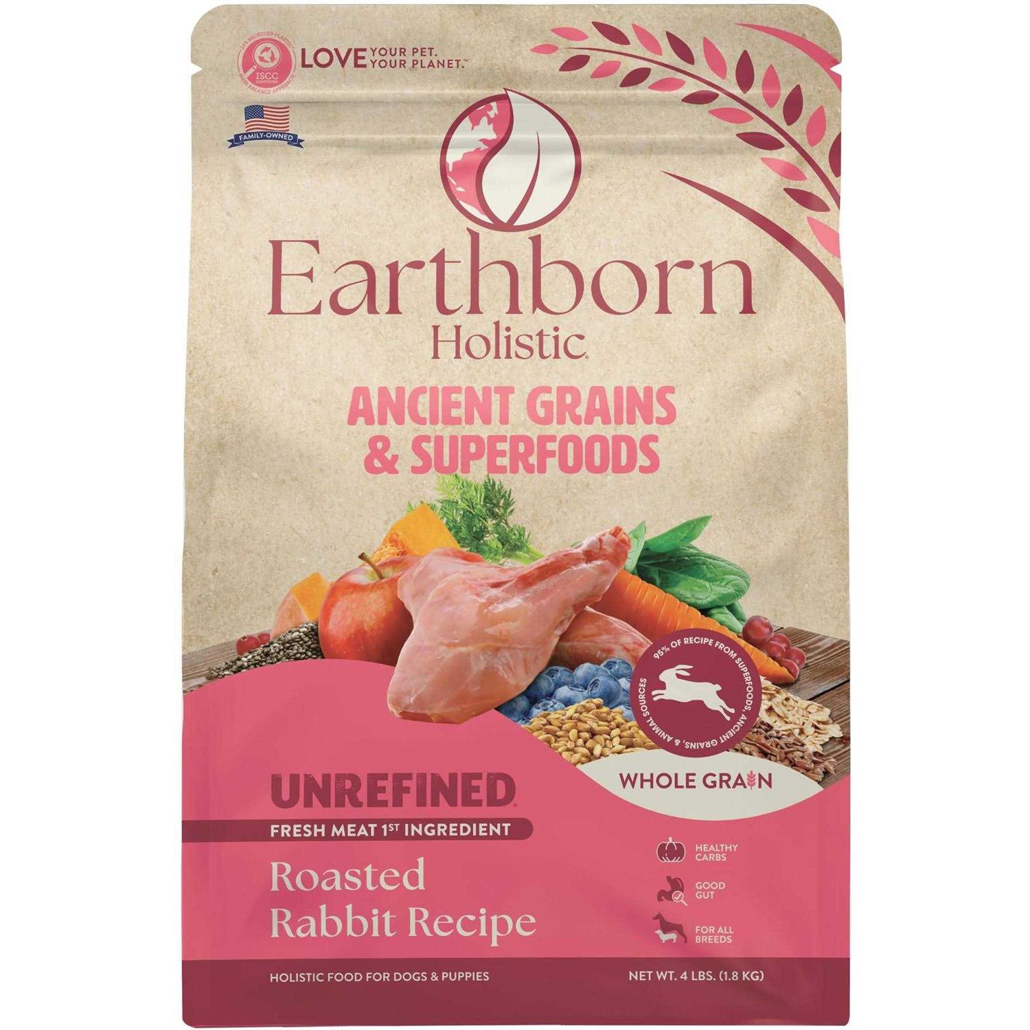 Earthborn Holistic Unrefined Roasted Rabbit with Ancient Grains & Superfoods Dry Dog Food - Healthber