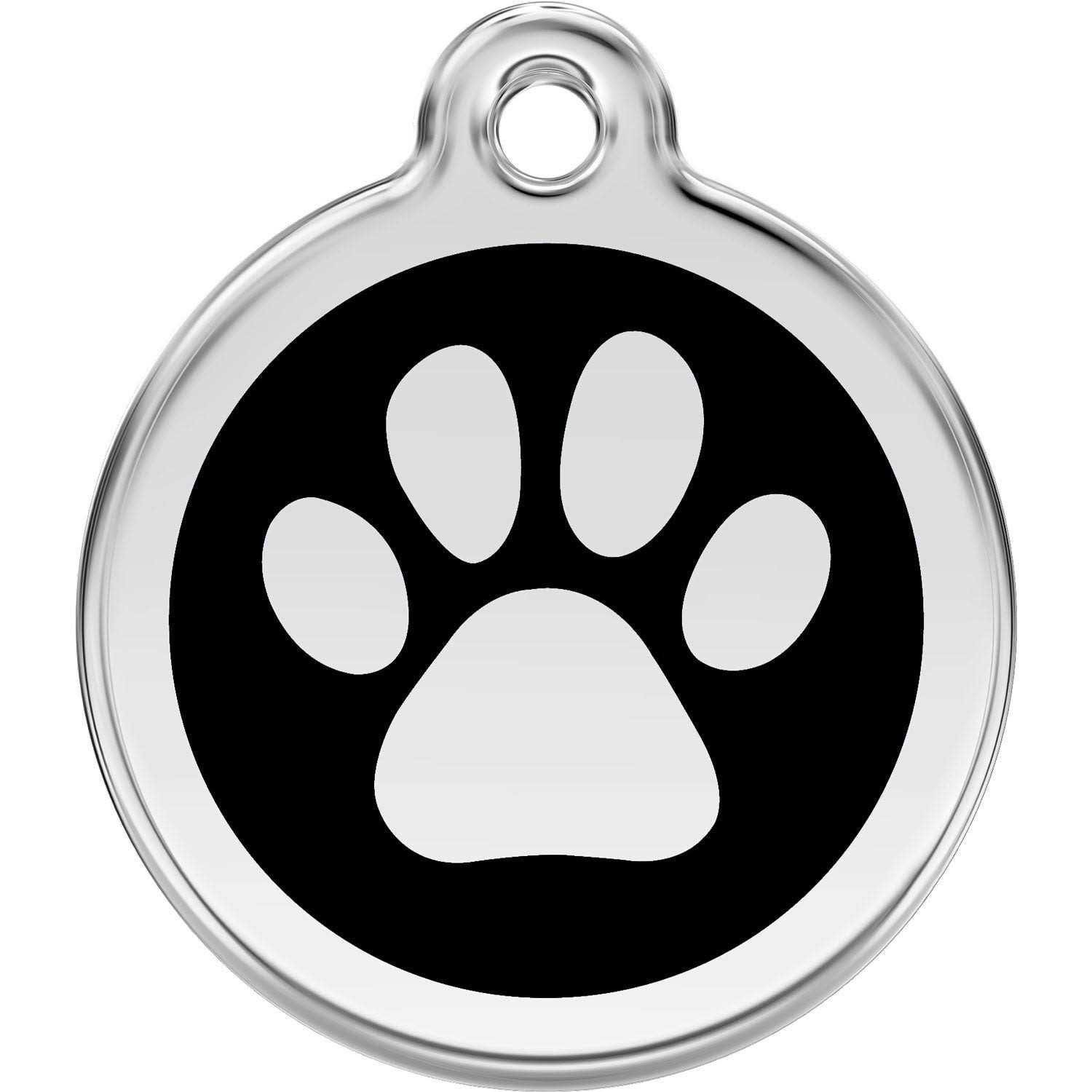 Red Dingo Paw Print Enamel Stainless Steel Dog ID Tag - Healthber