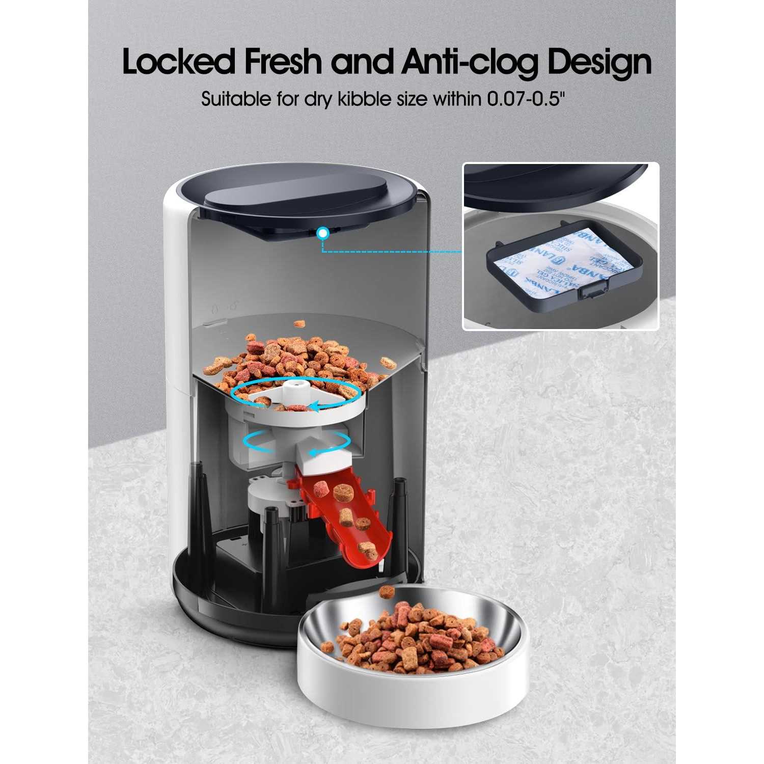 Wopet Automatic Dog Feeders Pet Feeder Cat Food dispenser With Stainless Steel Bowl - Healthber