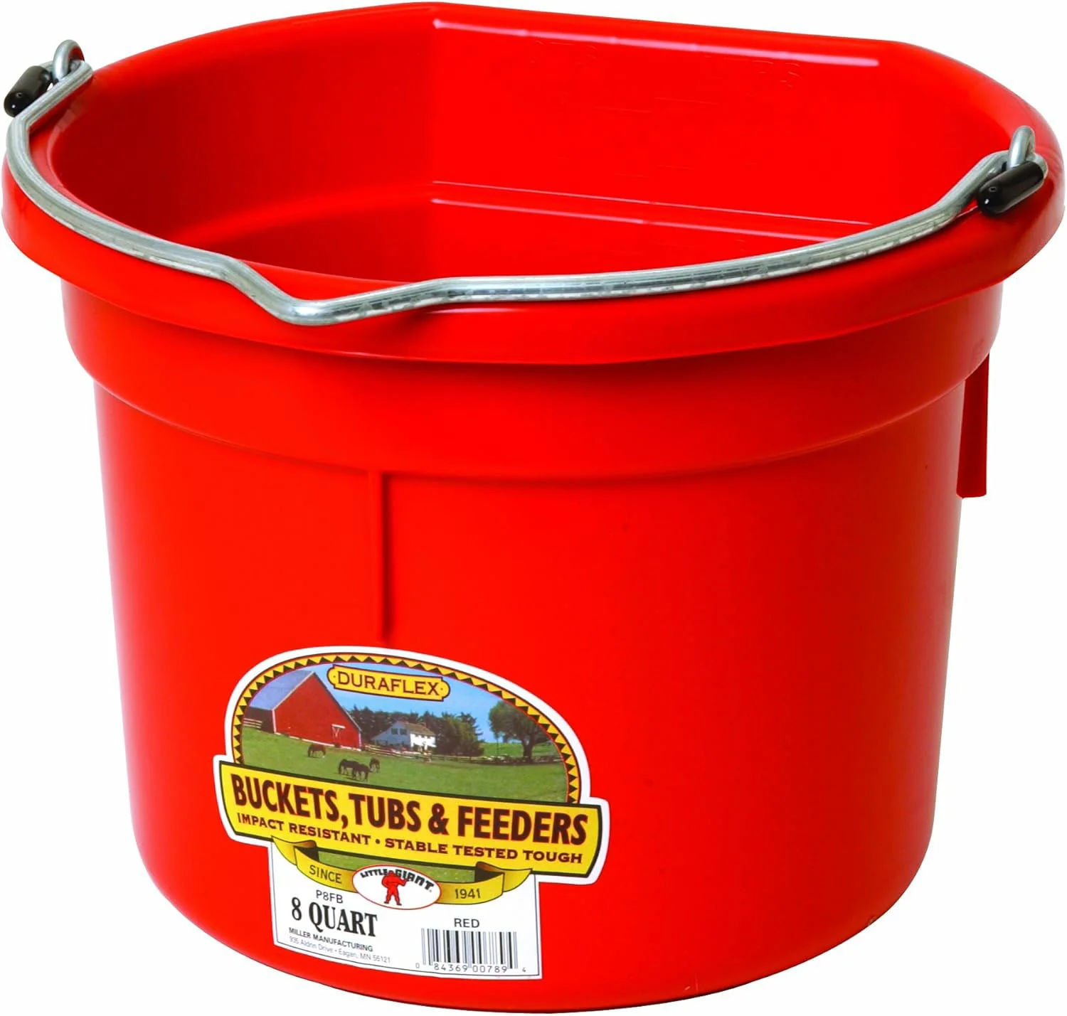 Flat Back Plastic Bucket, 8 qt - Healthber