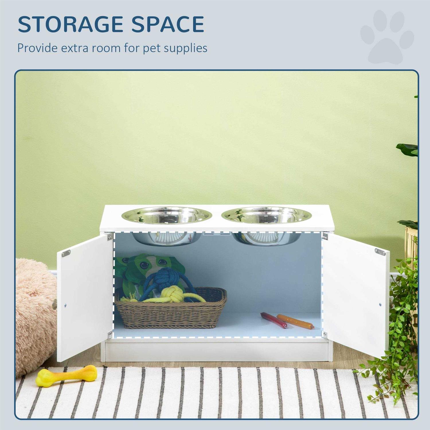 PawHut Large Elevated Dog Bowls with Storage Cabinet Containing Large 44L Capacity - Healthber