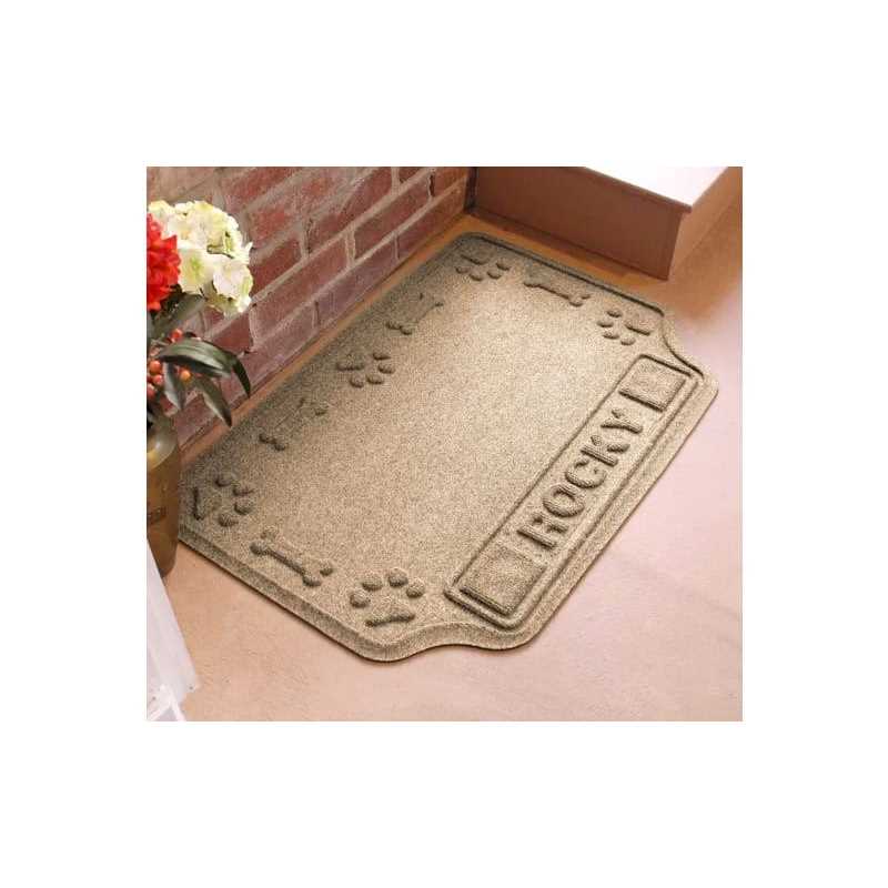 Bungalow Flooring Personalized Waterhog Drool Hog Dog Bone Dog Dinner Mat - Healthber
