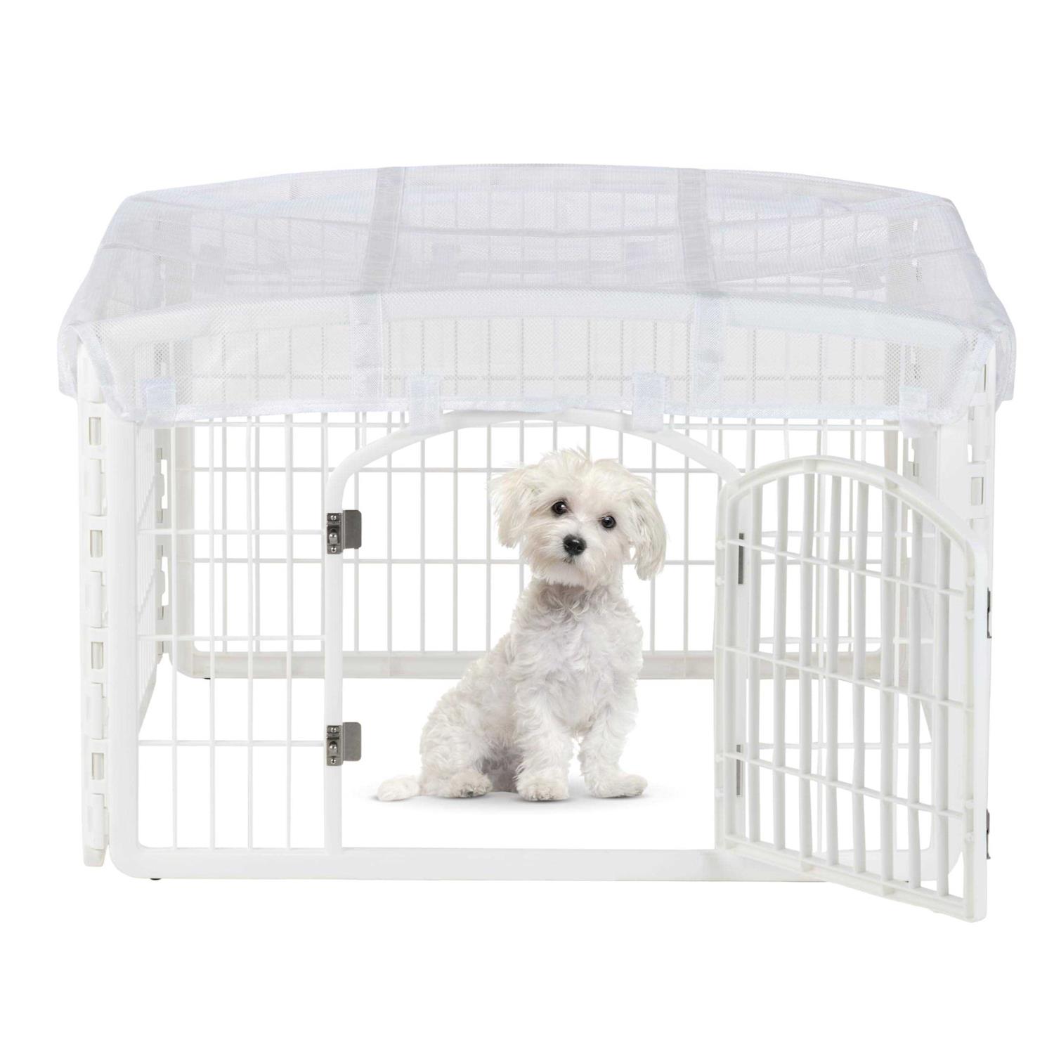 Iris USA 24” 4-Panel Exercise Pet Playpen Mesh Roof - Healthber
