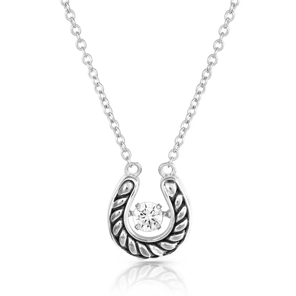 Lucky Dancing Crystal Horseshoe Necklace - Healthber