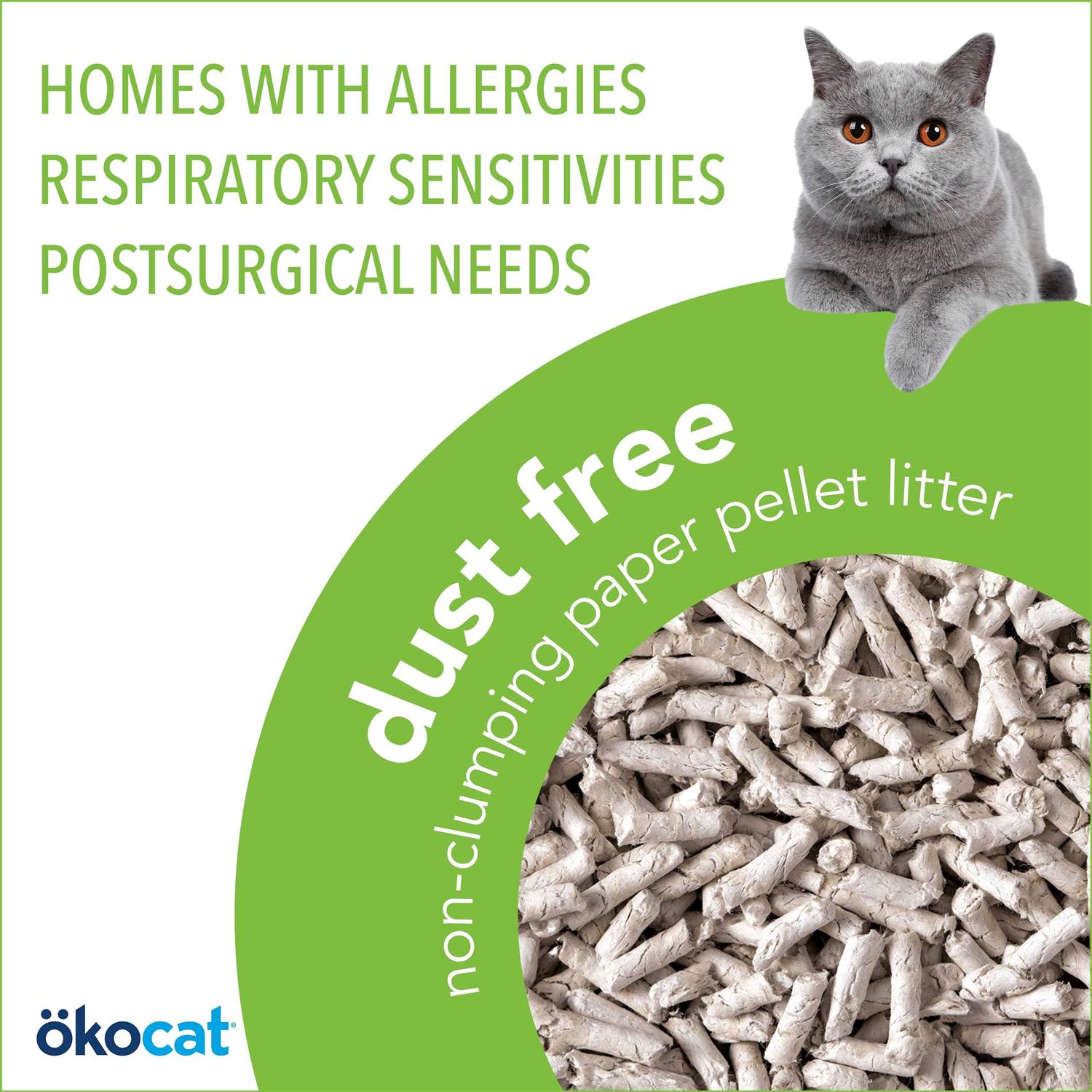 Okocat Dust Free Cat Litter Non-Clumping Paper Pellet - Healthber