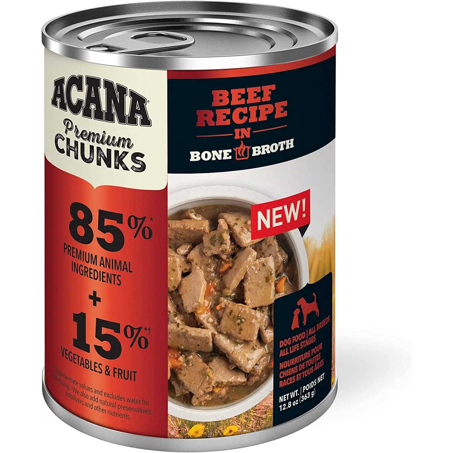Acana Premium Chunks Dog Food Beef Recipe in Bone Broth - Healthber