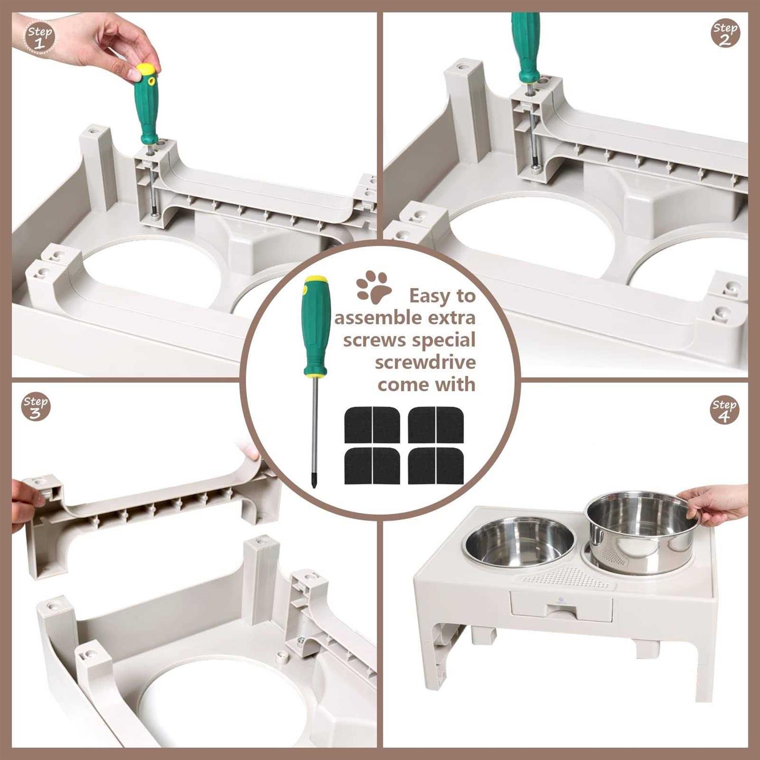 Lapensa Elevated Dog Bowls, Stainless Steel Raised Dog Bowl with Adjustable Stand, Double Dog Food and Water Bowl Medium Large Dogs - Healthber