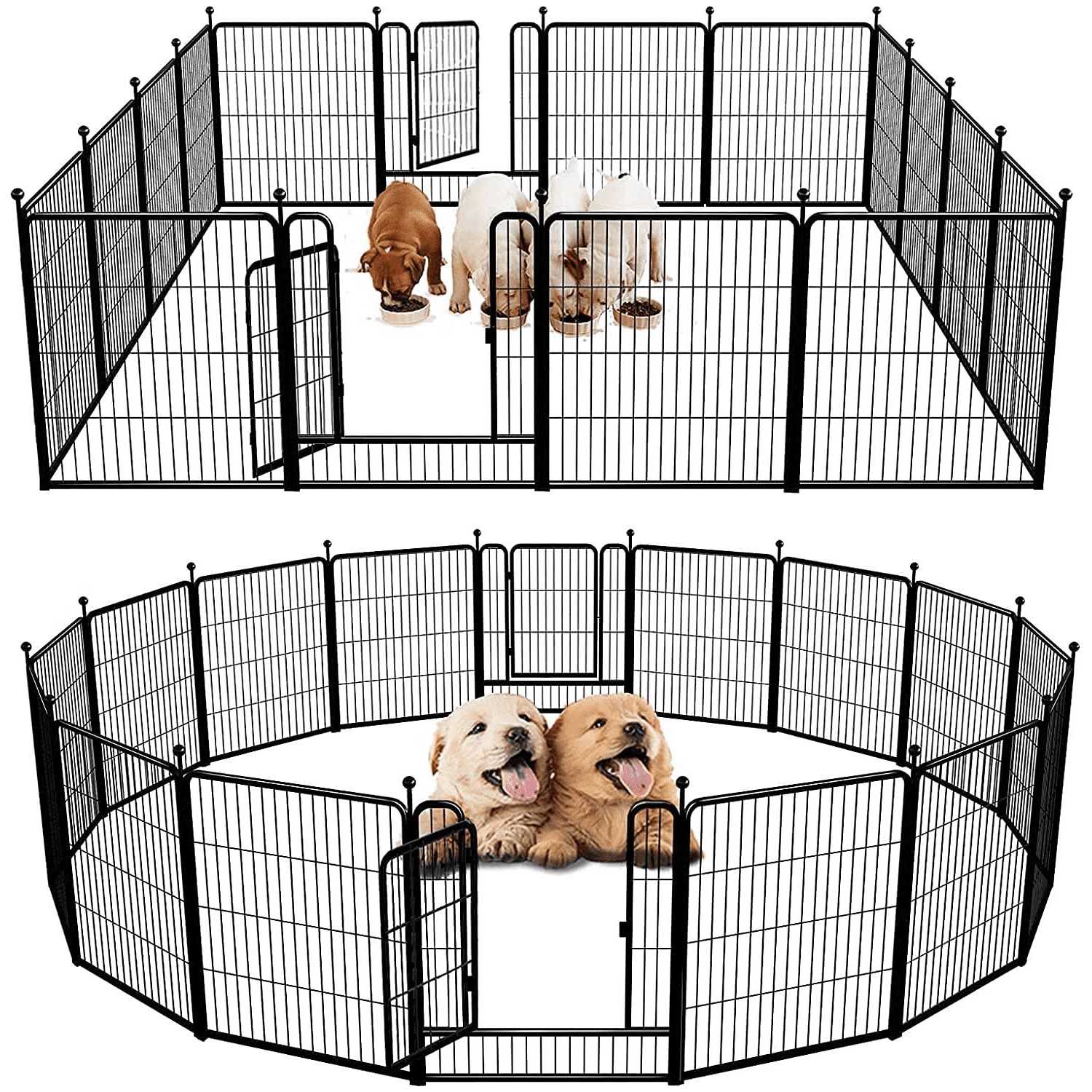FXW Rollick Dog Playpen Outdoor,16 Panels 32 Height Dog Fence Exercise Pen with Doors for Large/Medium/Small Dogs - Healthber