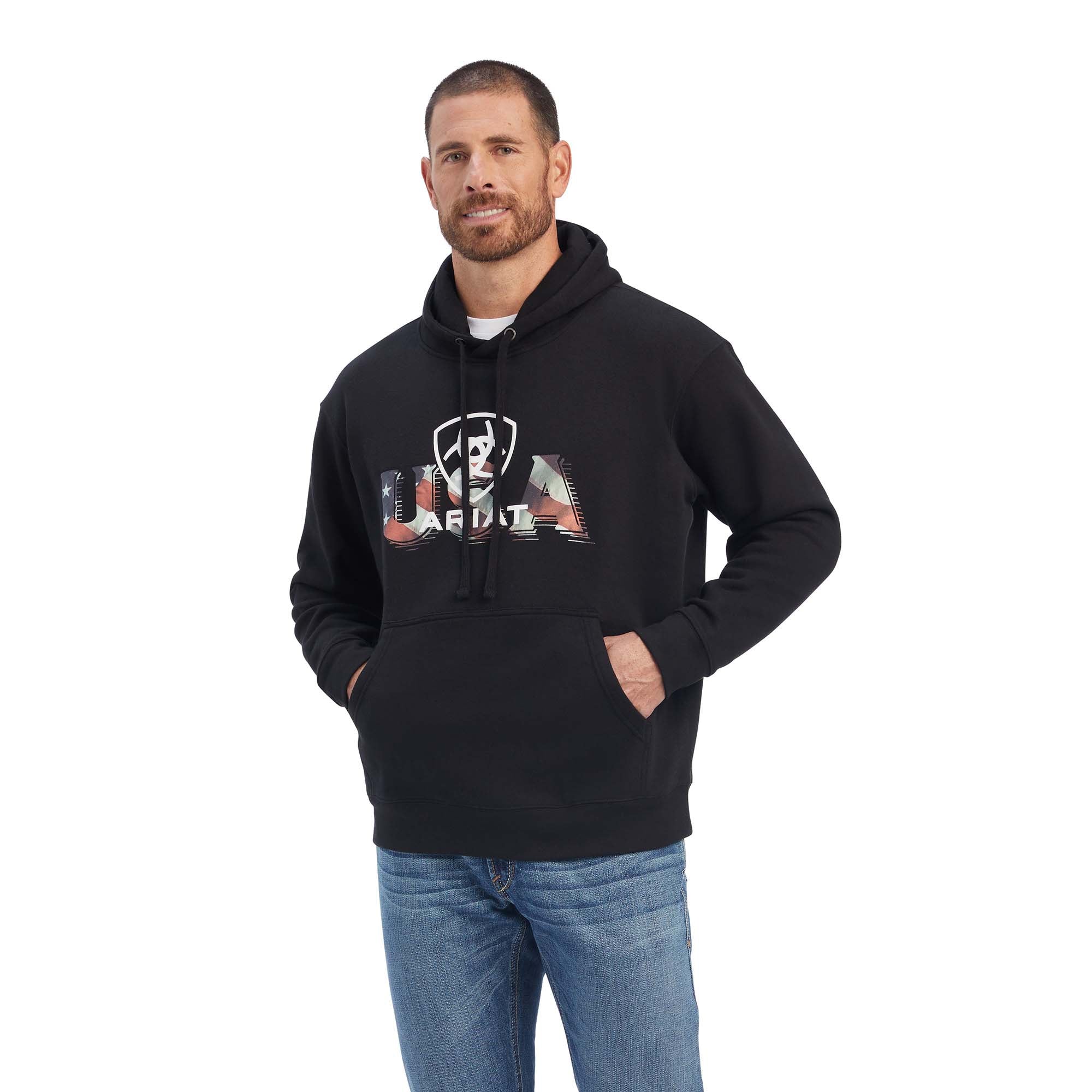 Ariat USA Proud Sweatshirt Hoodie, Unisex, Black - Healthber
