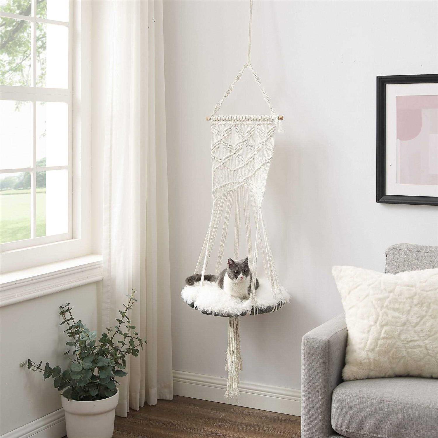 Sam’s Pets Lucy White Macrame Cat Tree - Healthber