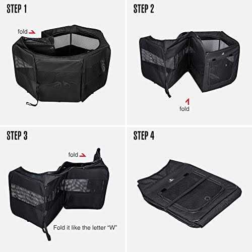 X-ZONE Pet Portable Foldable Pet Dog Cat Playpen Crates Kennel/Premium 600D Oxford Cloth,Removable Zipper Top, Indoor and Outdoor Use - Healthber