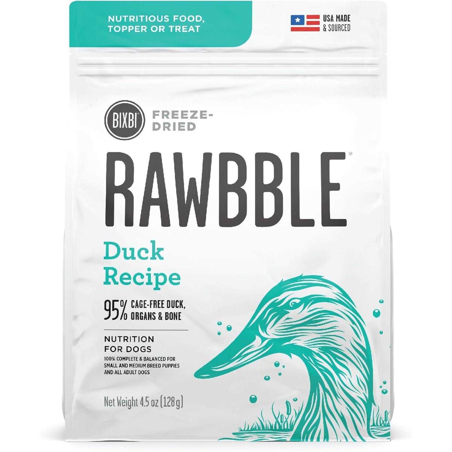 Bixbi Dog Food Rawbble Freeze Dried Duck Recipe - Healthber