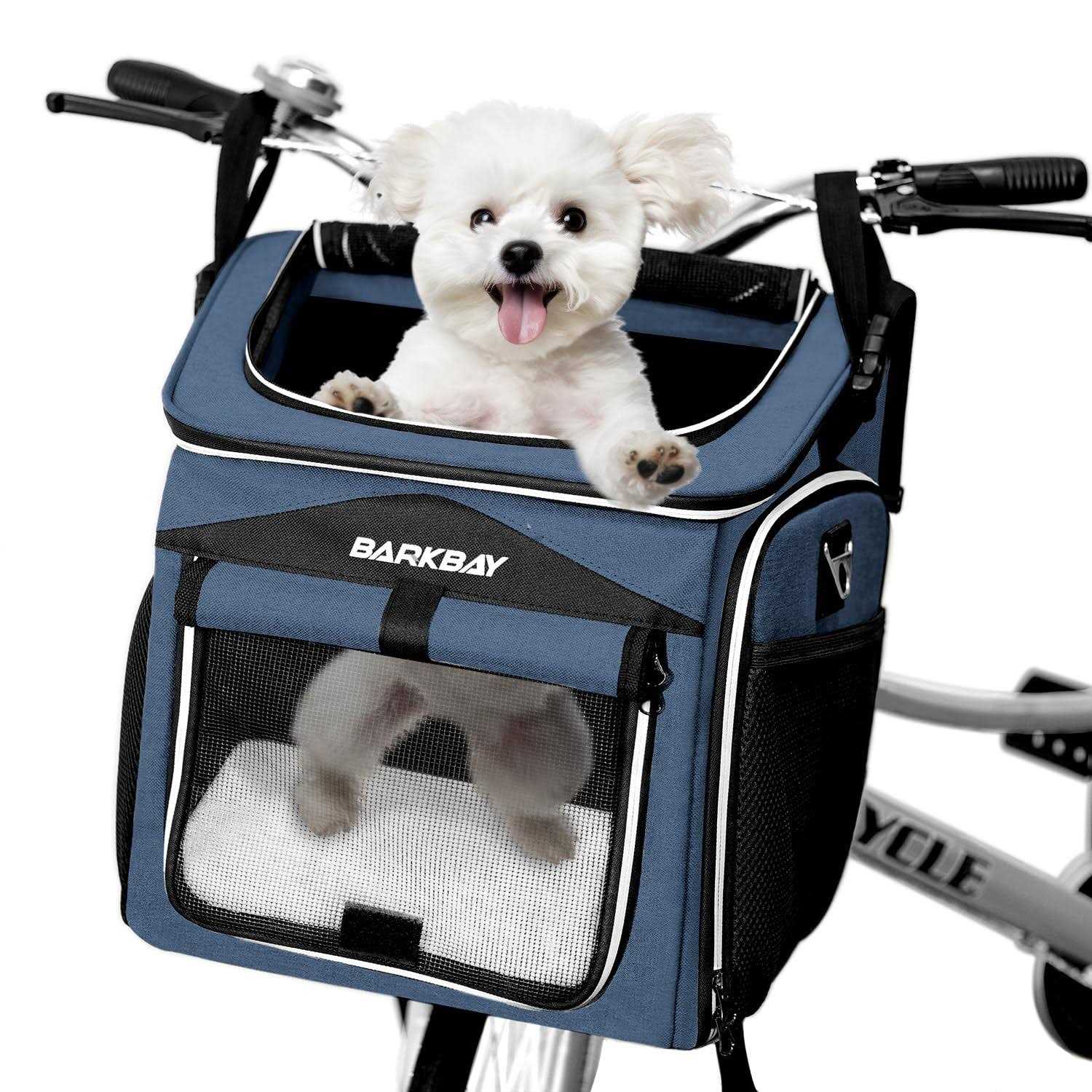 BARKBAY Dog Bike Basket Carrier Expandable Foldable Soft-Sided Dog Carrier - Healthber
