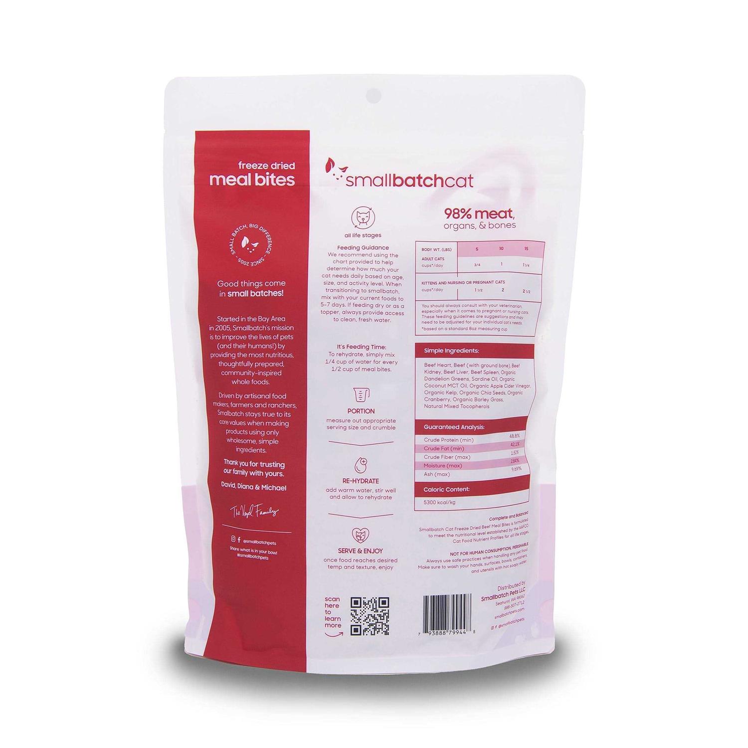 Smallbatch Freeze-Dried Cat Beef Meal Bites-10 oz - Healthber
