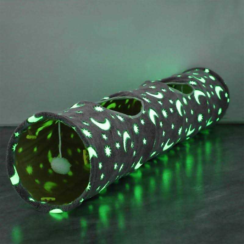LUCKITTY Cat Tunnel Tube with Plush Ball Toys Collapsible Self-Luminous - Healthber