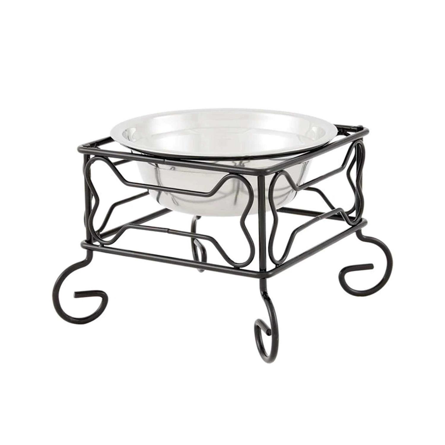 YML Wrought Iron Stand with Single Stainless Steel Feeder Bowl - Healthber