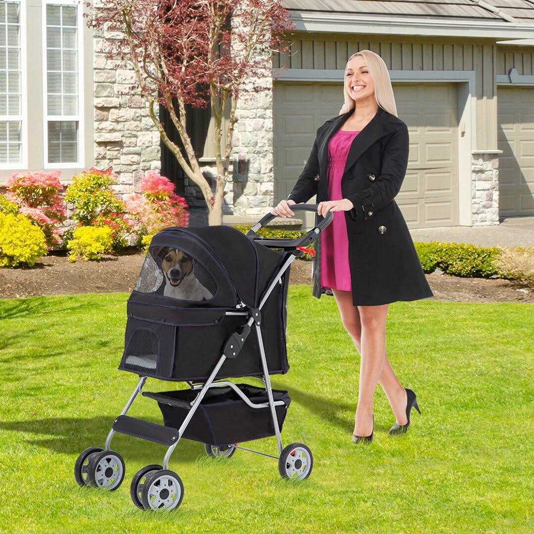 Bestpet 4 Wheels Pet Stroller for Cats and Dogs - Healthber