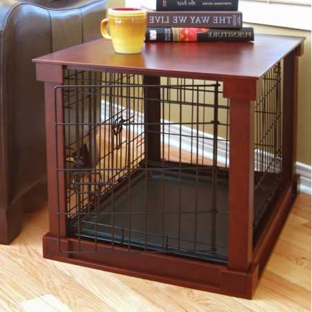 Merry Products Double Door Furniture Style Dog Crate, Mahogany, 30 inch - Healthber