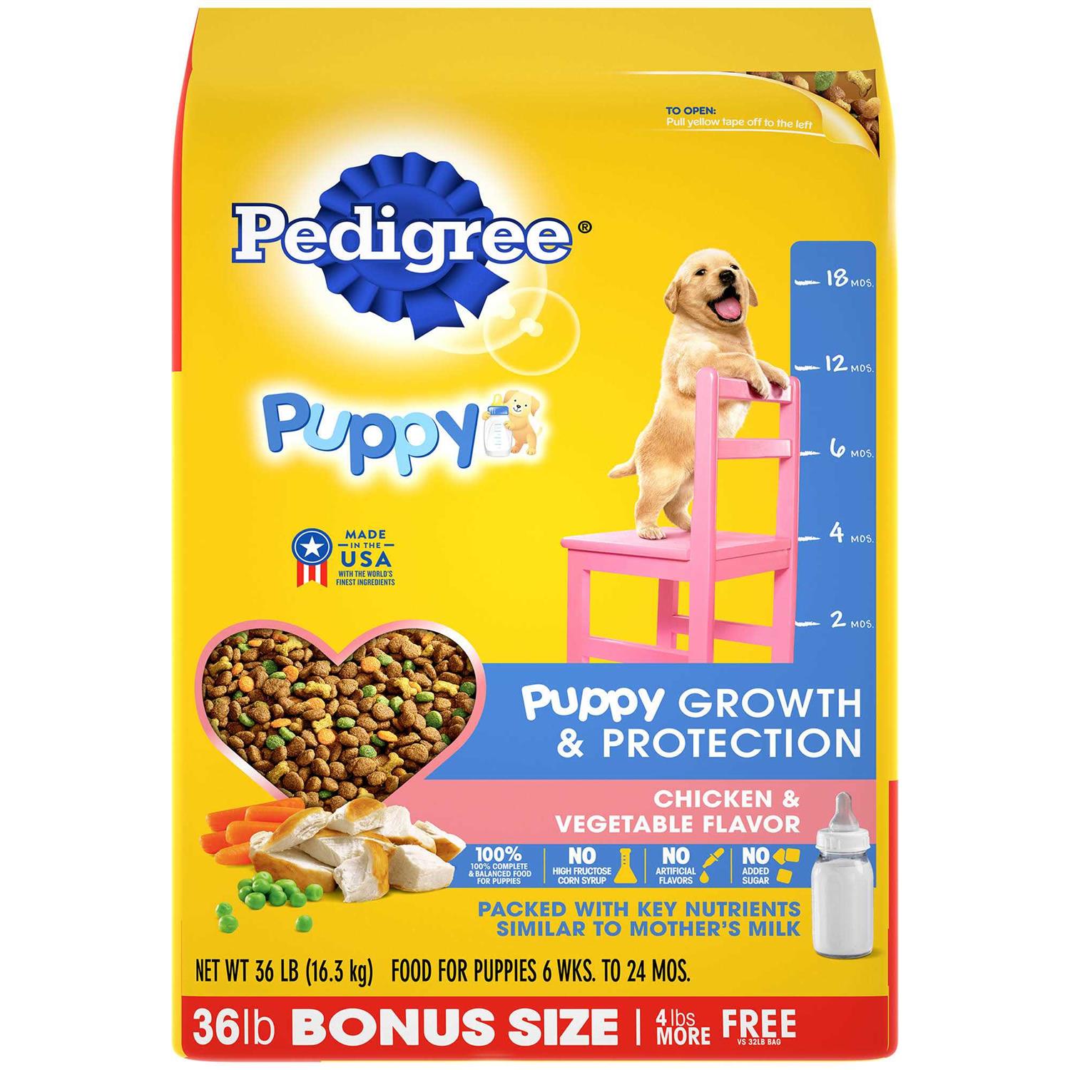 Pedigree Puppy Growth & Protection Dry Dog Food Vegetable Flavor - Healthber