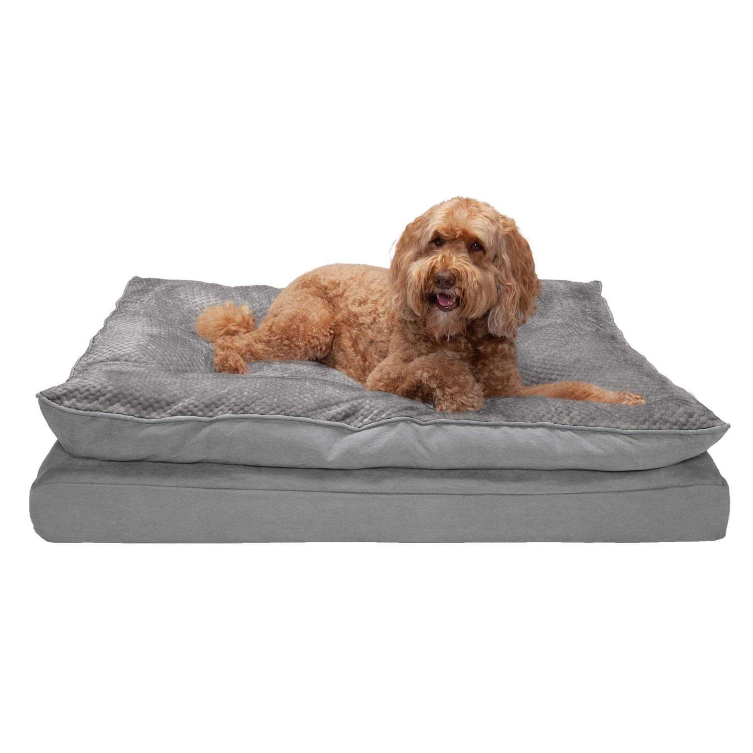 FurHaven Mink Fur & Suede Pillow-Top Orthopedic Dog Bed - Healthber