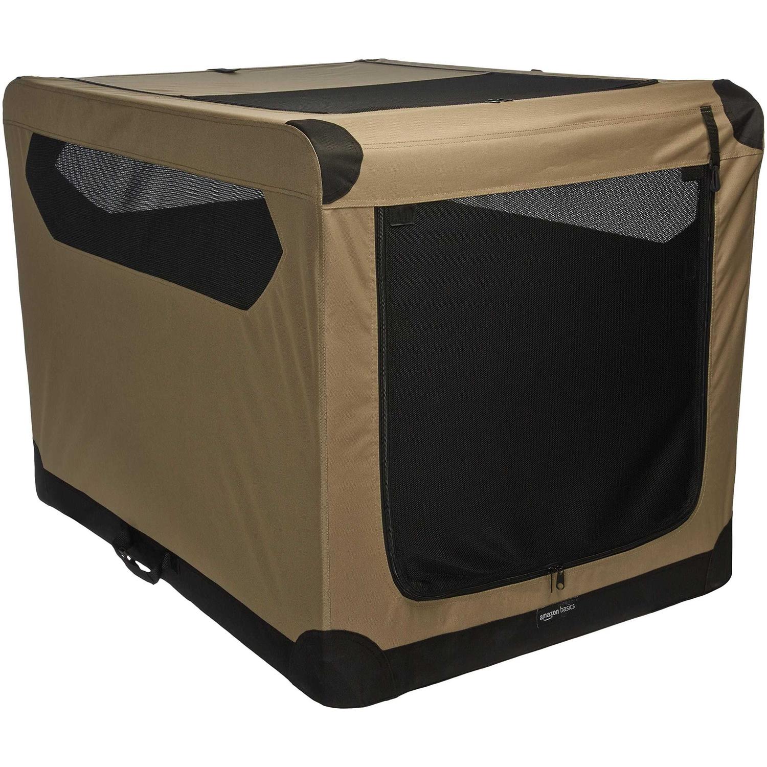 Amazon Basics 2-door Soft-sided Folding Travel Crate Dog Kennel - Healthber